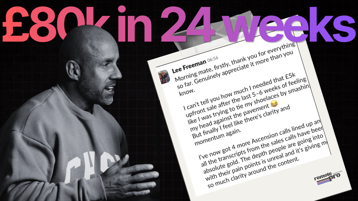 £80k in 24 weeks client message