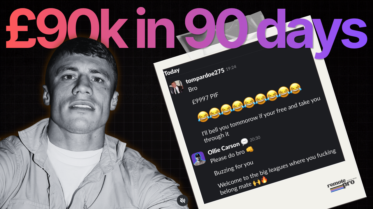£90k in 90 days client message